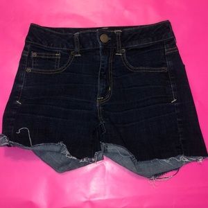 American Eagle Dark Denim Midi Shorts